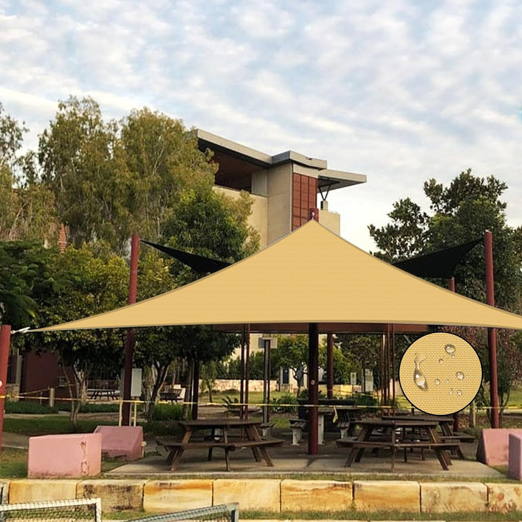 Sun Shade Sail Waterproof,UV Block Sand Triangle 12' x 12' x 12' Shade Sails,for Outdoor Pergola Carport Awning Yard Activities