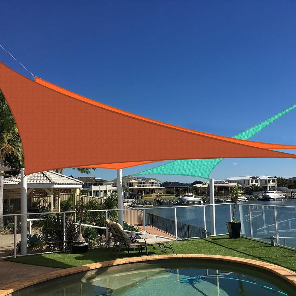 Sun Shade Sail Waterproof,UV Block Lake Blue Triangle 12' x 12' x 12' Shade Sails,for Outdoor Pergola Carport Awning Yard Activities