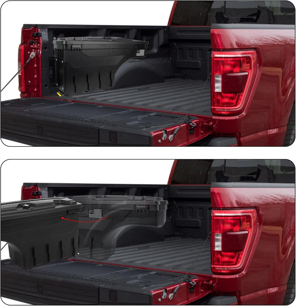 POETRYXIAO Lockable Truck Bed Storage Box with Password Padlock for 2019-2023 Dodge Ram 1500 2500 (No Fit 1500 Classic Model),Waterproof ABS Wheel Well Tool Box 6.6 Gal/25 L (Drivers Side)