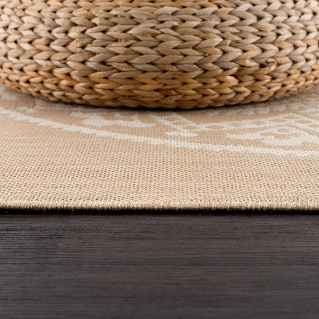 CAMILSON Outdoor Rug 8x10 Modern Area Rugs for Indoor and Outdoor Patios and Porches - Waterproof, Washable, Non-Shedding, Easy-to-Clean Outside Carpet (8 x 10, Medallion - Beige/White)