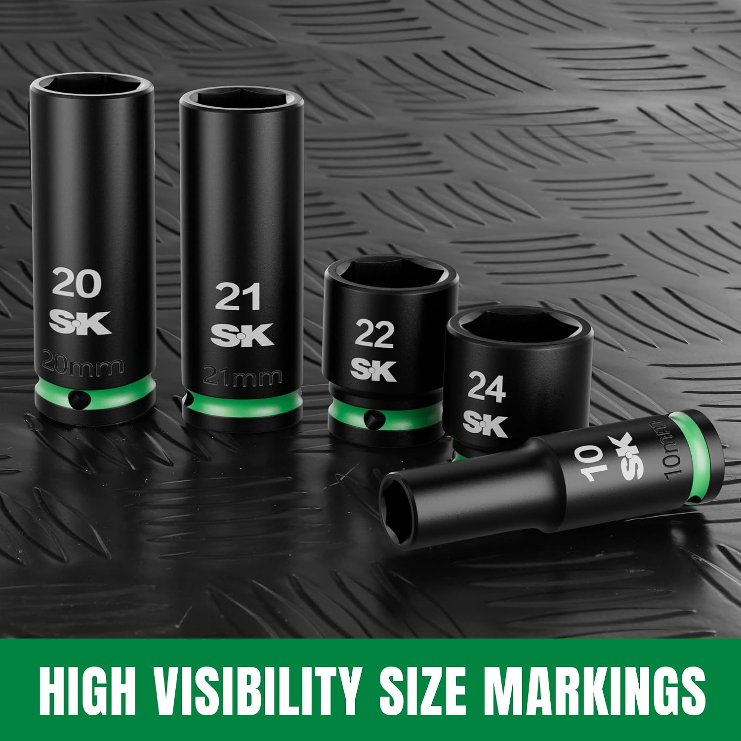 SK 1/2' Drive Impact Socket Set, 30-Piece Metric Sockets, Deep 10mm to 24mm, Shallow 8mm to 24mm, Premium CR-MO Steel, SureGrip 6 Point Design, With Storage Case
