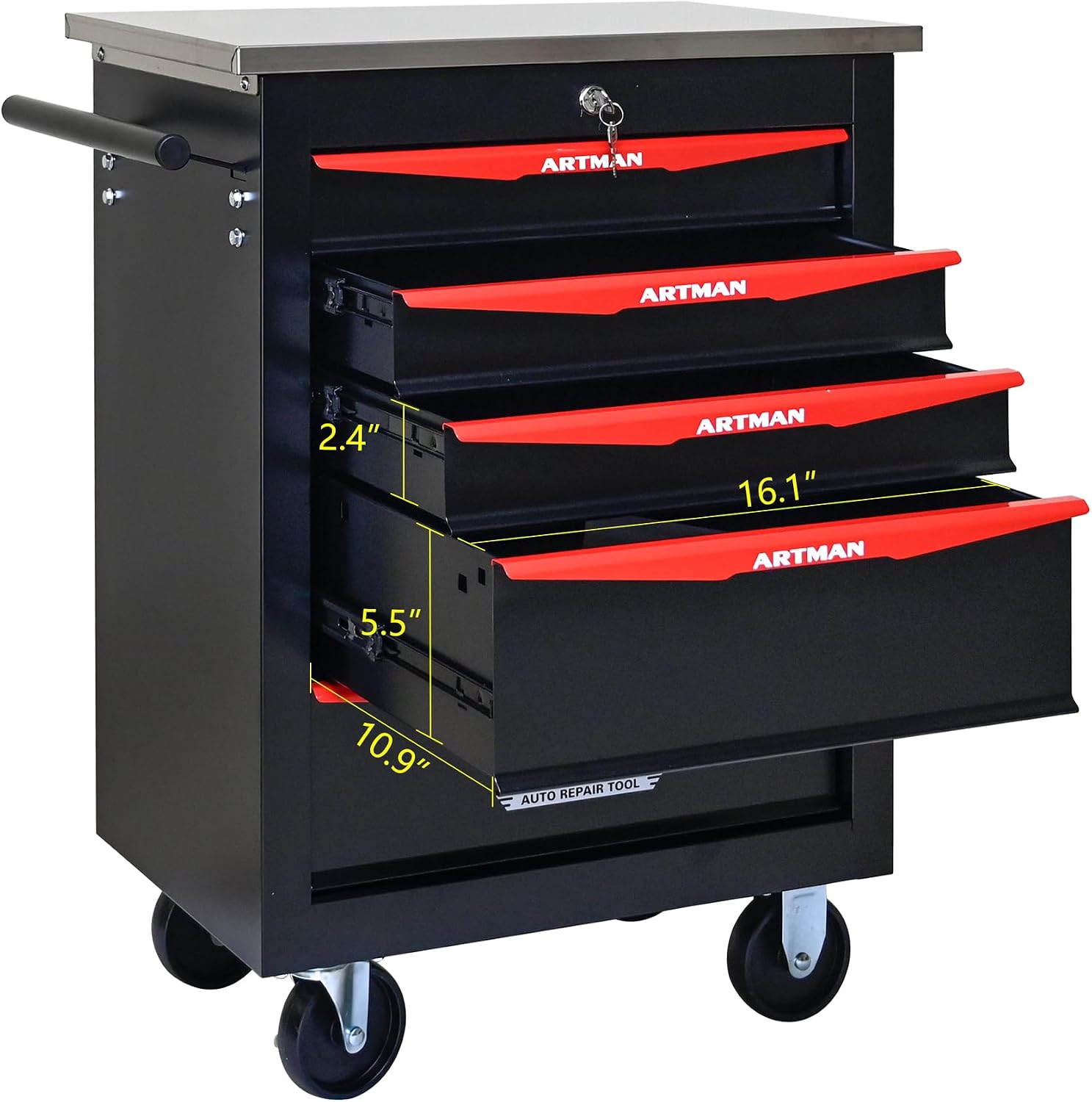 Campfun Tool Chest with Wheels 5 Drawers Rolling Tool Box, Metal Tool Cart with Extra 7 Tool Storage Boxes, Tool Chest Workbench Tool Storage Cabinet for Garage Workshop Warehouse Repair Shop