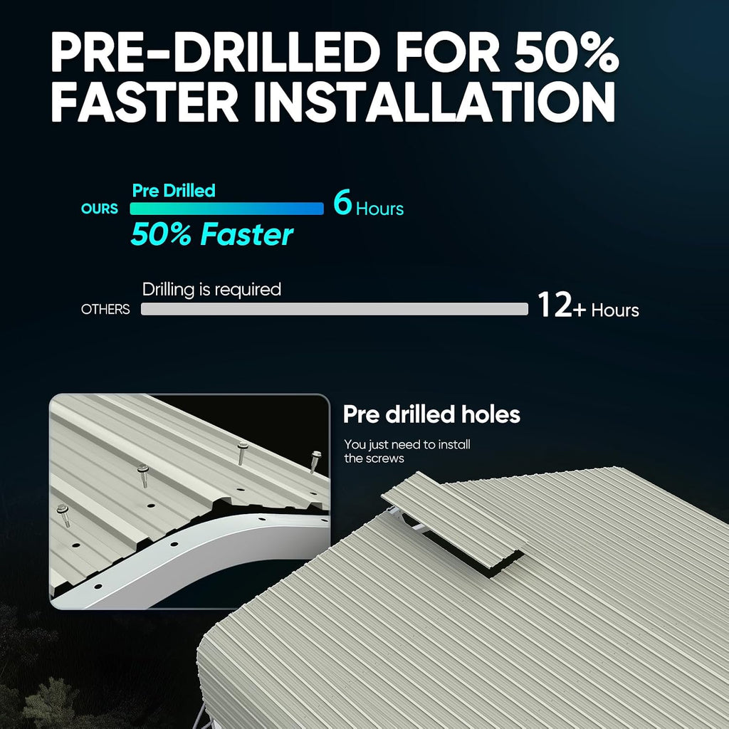 Quictent 10x15 ft Metal Roof Carport Kits Hard Top Garage Heavy Duty Steel Car Canopy with Reinforced Triangle Structure, White