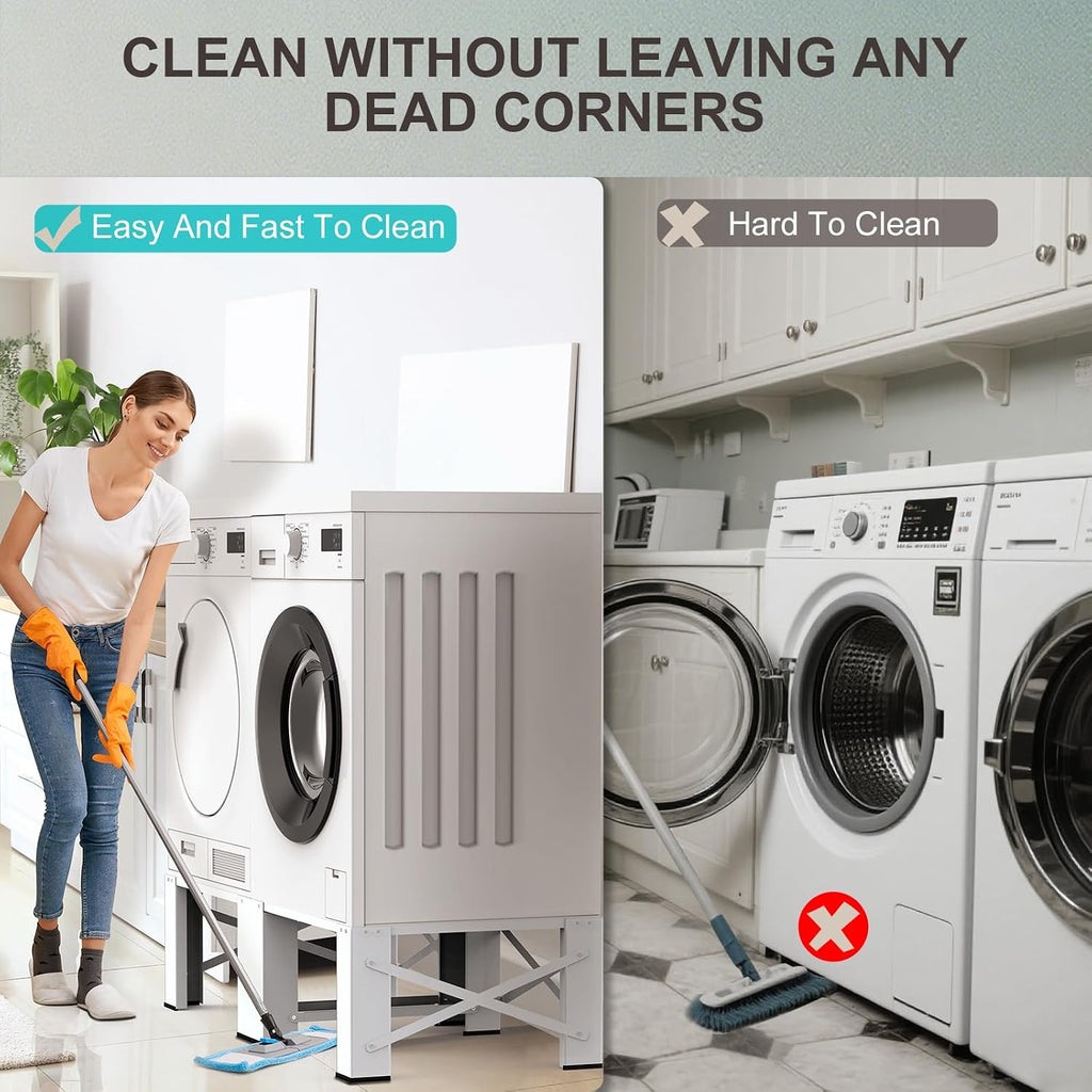 28' Washer and Dryer Pedestals Set of 2 ,Laundry Pedestal for Washer and Dryer , Alloy Steel Washing Machine Stand Raiser, Washer and Dryer Stand 12.6'' Height White