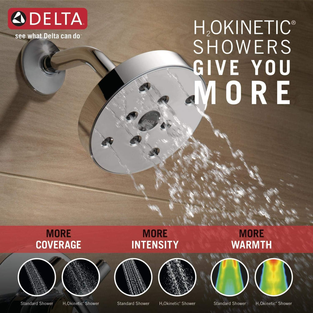 Delta Faucet Trinsic 14 Series Single-Function Tub and Shower Trim Kit with Single-Spray H2Okinetic Shower Head, Chrome T14459 (Valve Not Included)