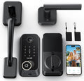 Smart Front Door Lock Sets: 2K HD Camera Lock with Doorbell Kits, Hornbill Fingerprint Keyless Entry Door Lock with Handles, WiFi Deadbolt(only 2.4G) for Remote Control, Free APP/Alexa/PIR, Black