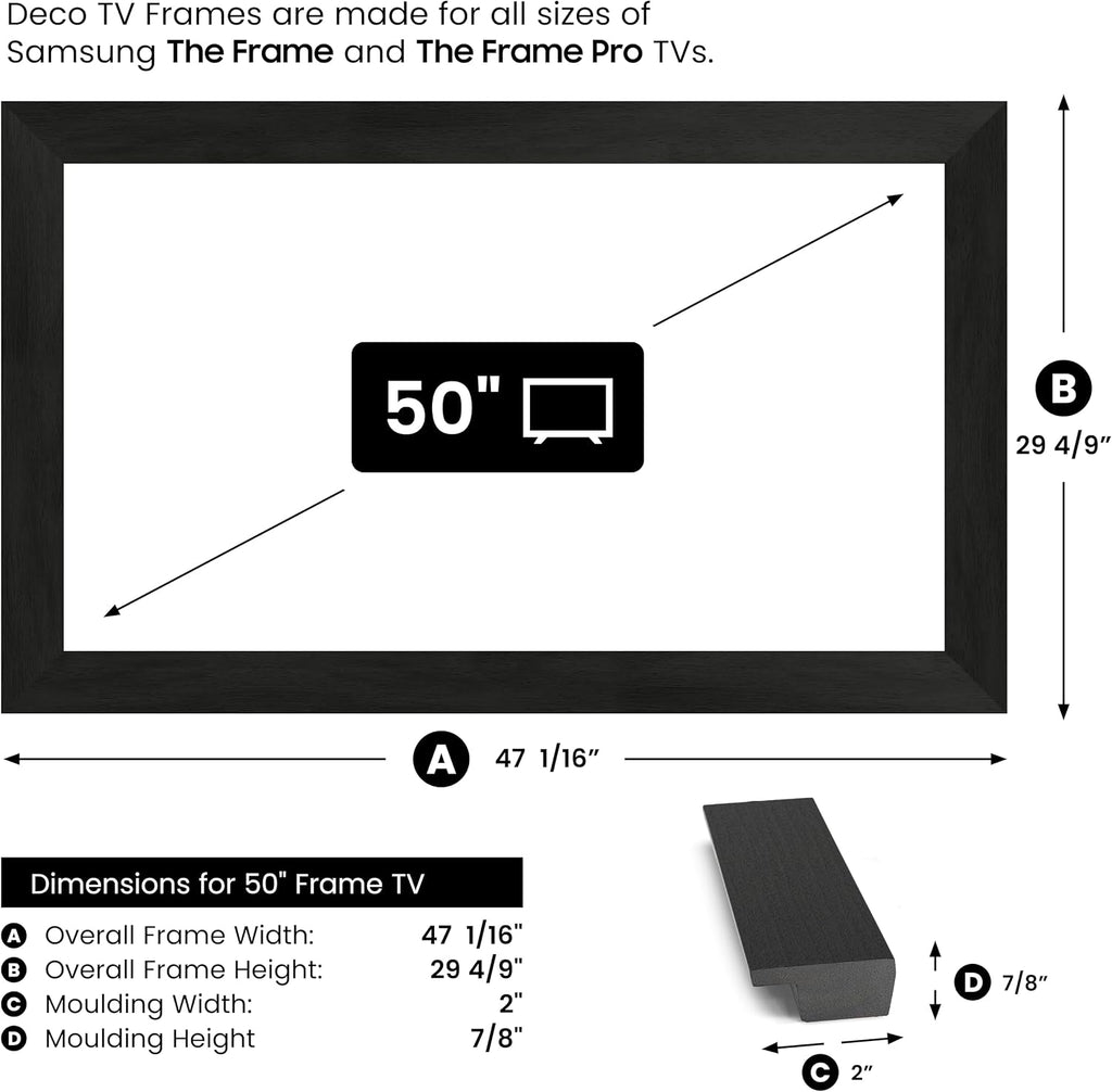 Museum Espresso 50' Slim Deco TV Frame - Compatible ONLY with Samsung The Frame TVs (Fits 2021-2026, LS03A, LS03B, LS03C, LS03D, LS03FA)