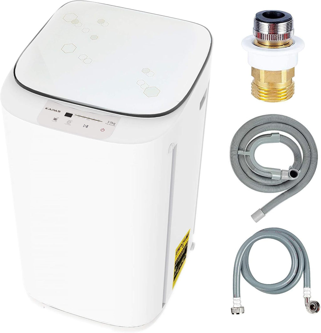 kapas kps35-735h2 upgraded compact washing machine, fully automatic 2-in-1 washer and spin dryer machine build-in pump and long hose, 8 lbs. capacity 8 lbs. top load tub washer