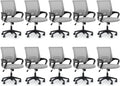 MoNiBloom Mesh Office Chair, Ergonomic Computer Chair for Adults, Rolling Swivel Mid-Back Desk Chair with Lumbar Support, Comfy Armrest for Home Office, Gaming, Light Gray 10 Pack