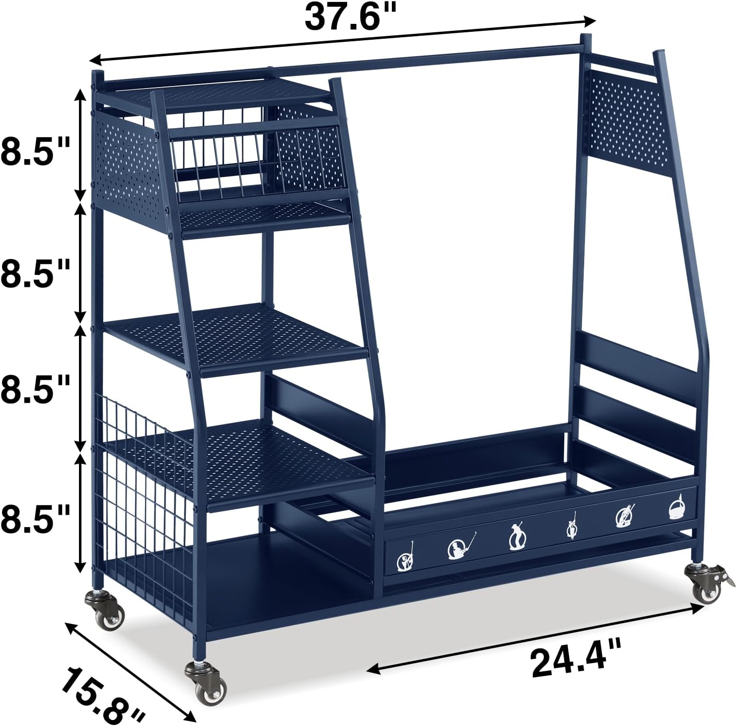 Lauren&Harold Golf Bag Organizer Garage Storage, Golf Storage Rack Stand Fits 2 Golf Bags, Golf Clubs and Other Golfing Equipment Accessories, Golf Organizer for Garage, Club, Shed, Basement