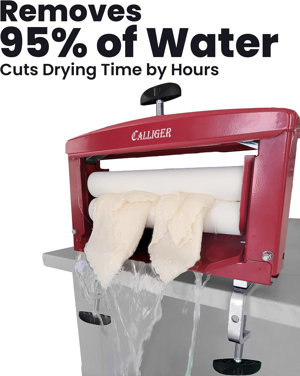 Northwood Calliger Clothes Wringer – Manual Laundry Wringer for Better Moisture Removal Than Portable Washers or Dryers – Heavy‑Duty Off‑Grid Washing Machine Alternative - Red