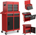 Tool Chest, 5-Drawer Rolling Tool Storage Cabinet with Detachable Top Tool Box, Liner, Universal Lockable Wheels, Adjustable Shelf, Locking Mechanism, Metal Tool Cart for Garage Workshop