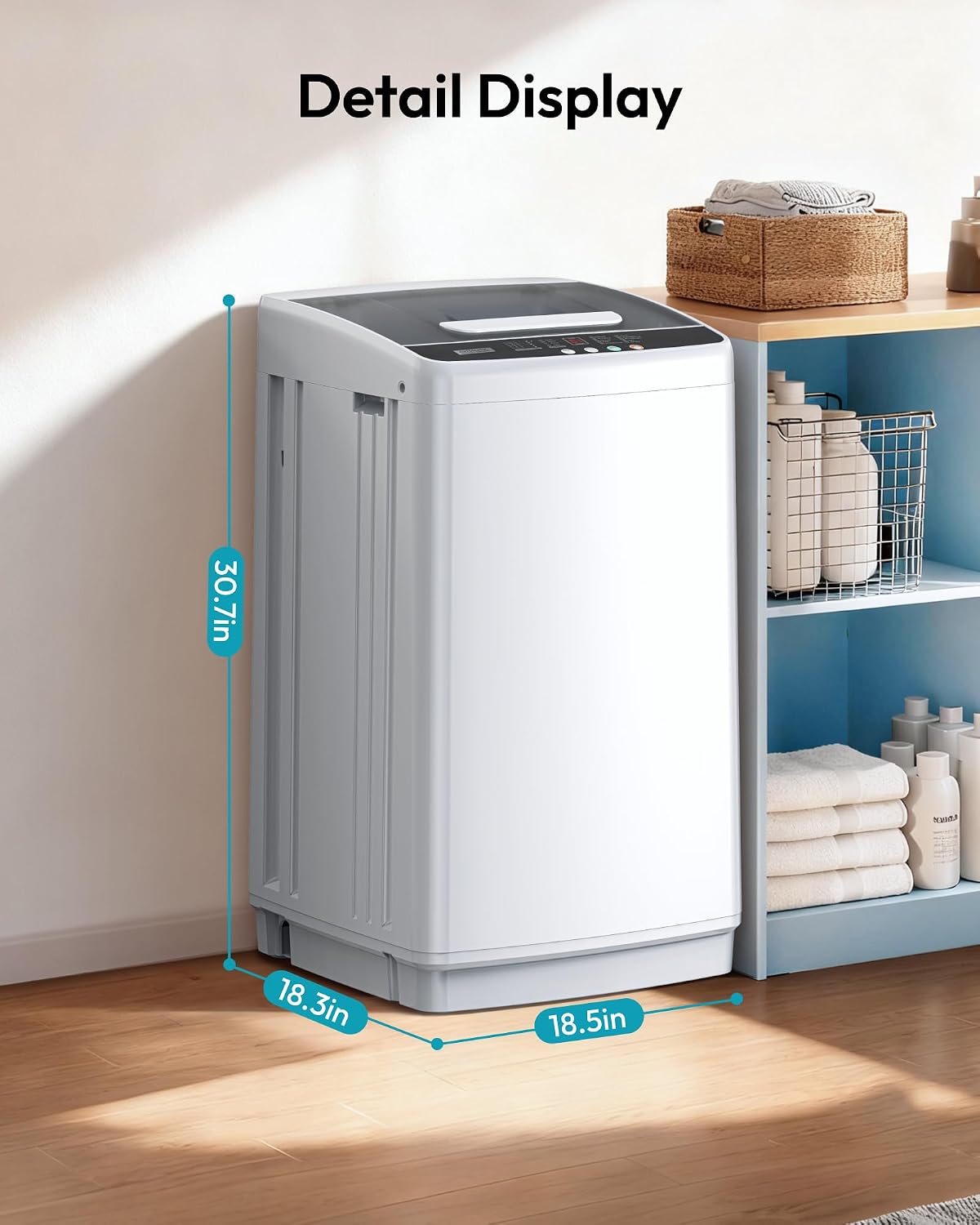 EUHOMY 1.03cu.ft Portable Washer, 8.8Lbs Capacity Small Portable Washing Machine with 10 Programs 5 Water Levels, Drain Pump and LED Display,Compact Washer for Apartments, RVs, Homes, Light Gray