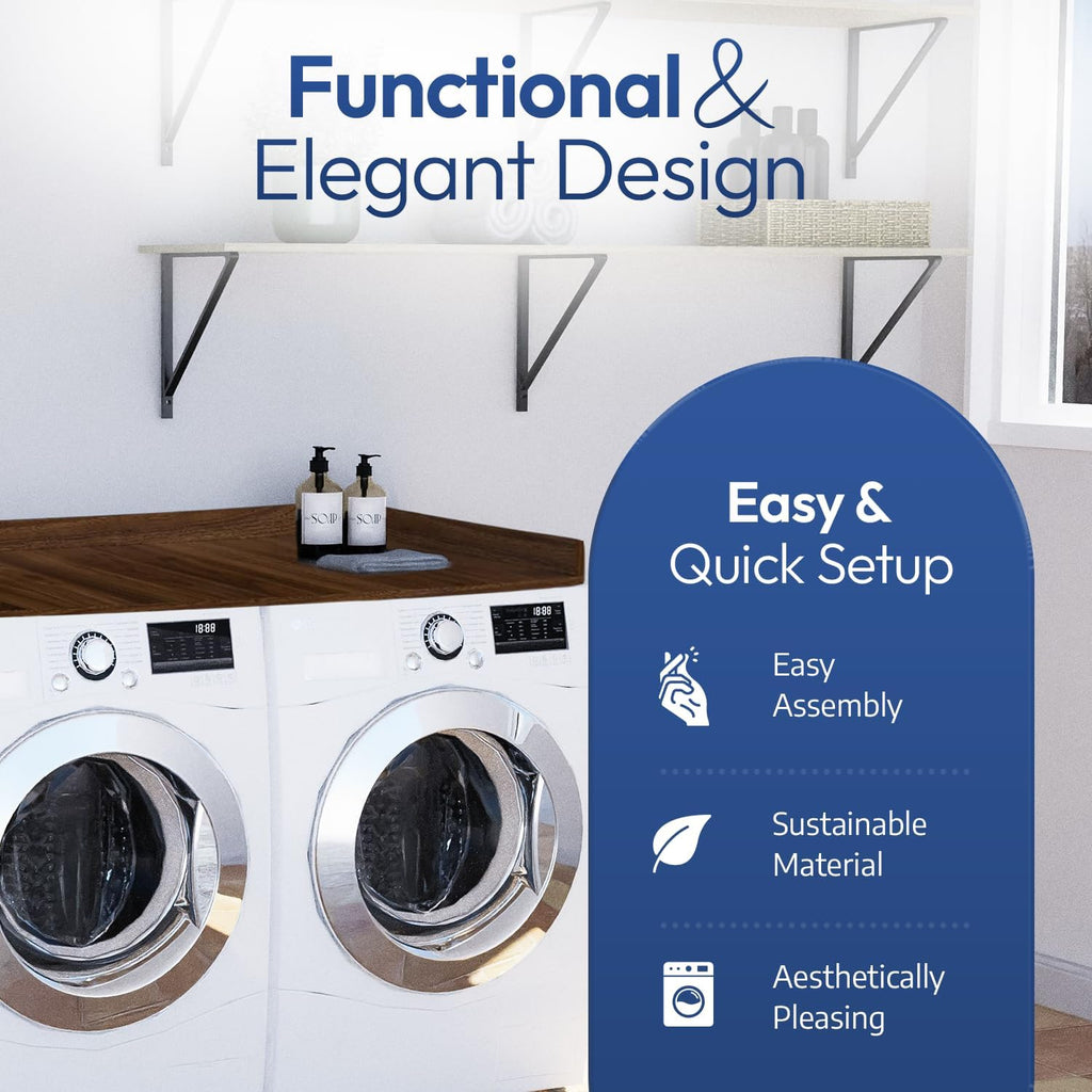 OfficeSimpli Washer Dryer Countertop, Made in USA, Non-Slip Pads, Laundry Room Wood Topper, Washer Dryer Cover for Top, Laundry Countertop, Laminate Finish (California Walnut, Standard (27.5' x 54'))