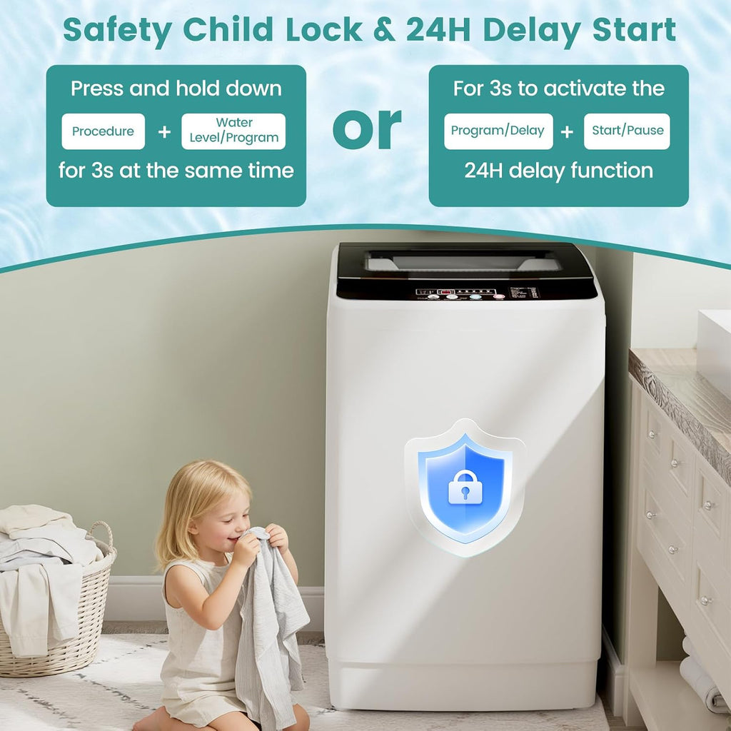 Auertech 35 lbs Washing Machine, Fully Automatic Portable Washer with LED Display, 12 Wash Cycles, 8 Water Levels, Large Capacity Washer and Spin Dryer Combo with Drain Pump for Apartment, Home