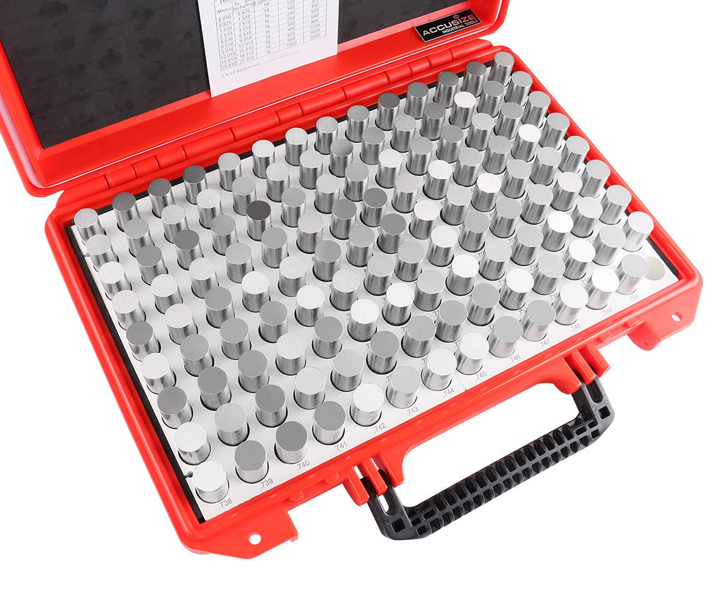 Accusize Industrial Tools 0.626''-0.750'', 125 Pcs Steel Plug Pin Gauge Set, Minus, Class Zz, M4(-)