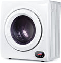 Euhomy Compact Laundry Dryer, 2.65 cu ft Front Load Stainless Steel Clothes Dryers With Exhaust Pipe, 1400W, LCD Control Panel Four-Function Portable Dryer For Apartments, Home, Dorm, White