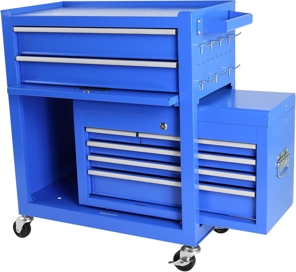 Rolling Tool Chest, 8 Drawer Rolling Tool Cabinet with Detachable Top Tool Box, Tool Cart On Wheels, Adjustable Shelf, Tool Organizer with Wheels for Garage Workshop