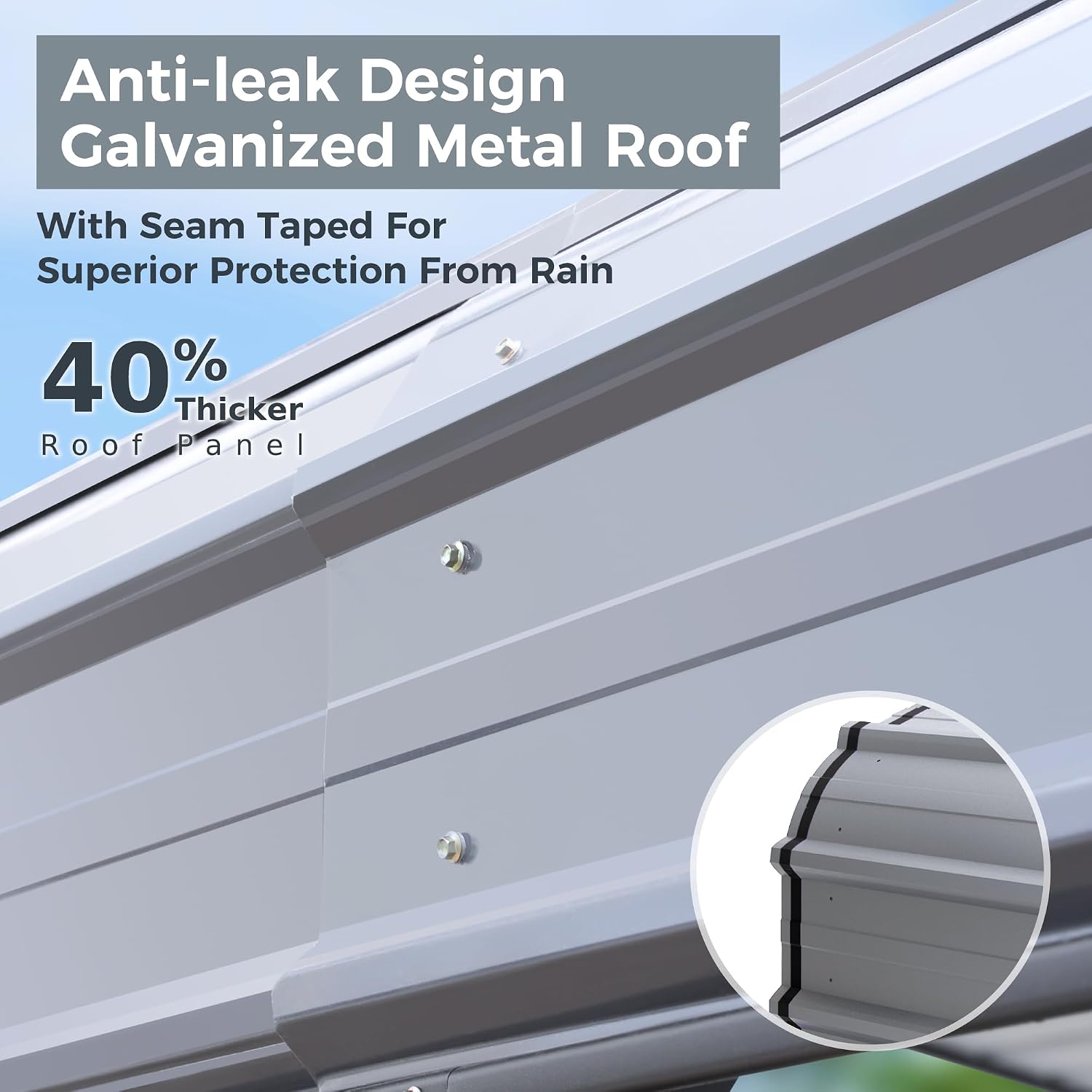 GREEN PARTY 10 x 15 ft Metal Carport Kits with Galvanized Steel Roof, Heavy Duty Metal Carport Canopy, Outdoor Car Tent Metal Garage Shelter for Car, SUV, Truck and Boats, Grey