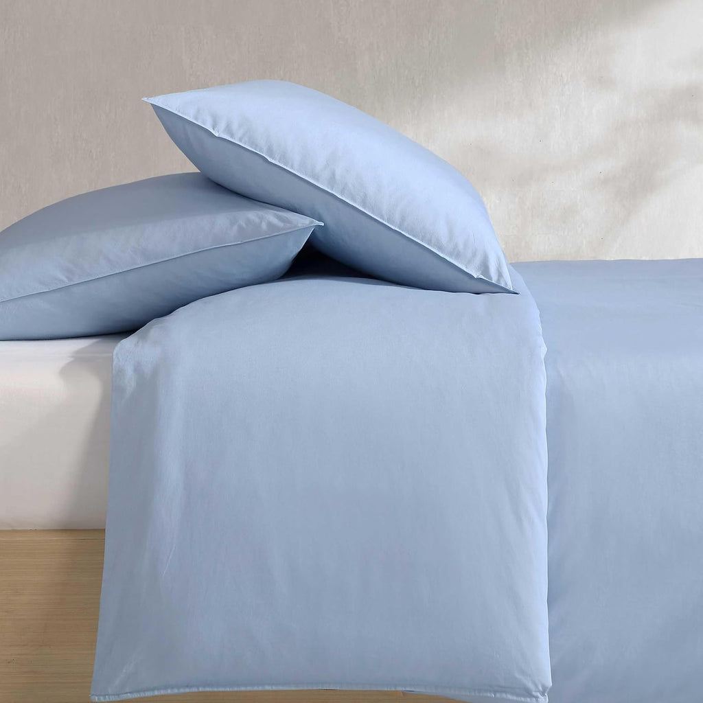 Calvin Klein - King Comforter Set, Modern Cotton Washed Percale Bedding with Matching Shams, Oeko-Tex Certified (Washed Percale Blue, King)