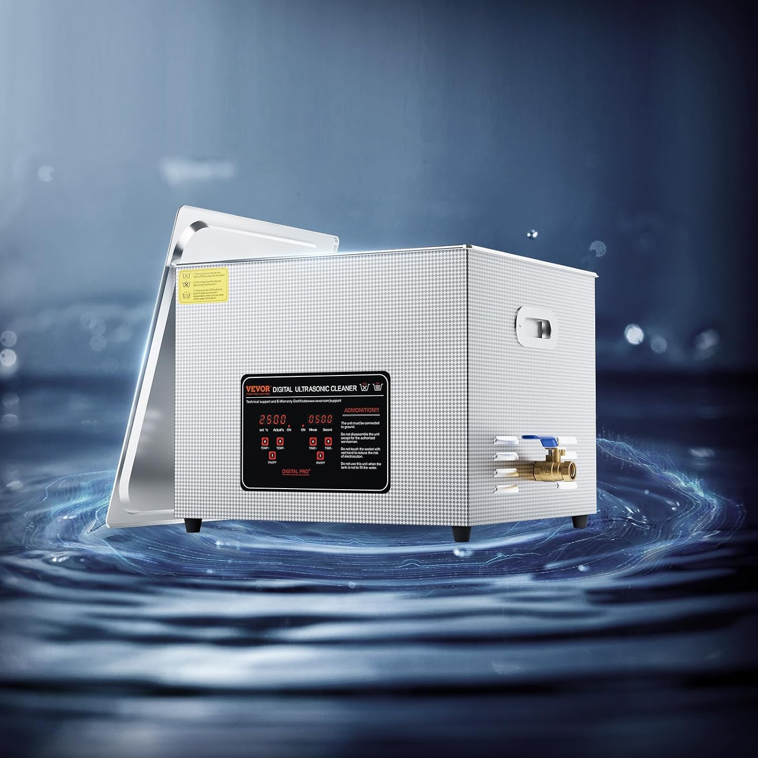 VEVOR Ultrasonic Cleaning, 15L Professional 360W Cleaning Machine with Timer & Heater, 40kHz Digital Ultrasonic Parts Cleaner with Basket for Watch Glasses Jewelry Retainer Industrial Parts Tools