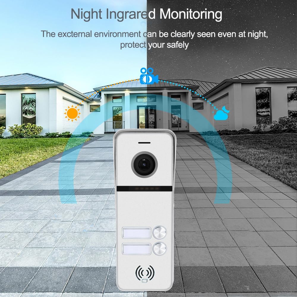 Wired Apartment Video Intercom System 2 Units 10 Inch Touch Monitor Wireless WiFi Video Doorbell,Video Door Phone Kit, Monitoring,3 in 1 Unlock,Dual Way Audio for Home (White doorbell+white monitor)