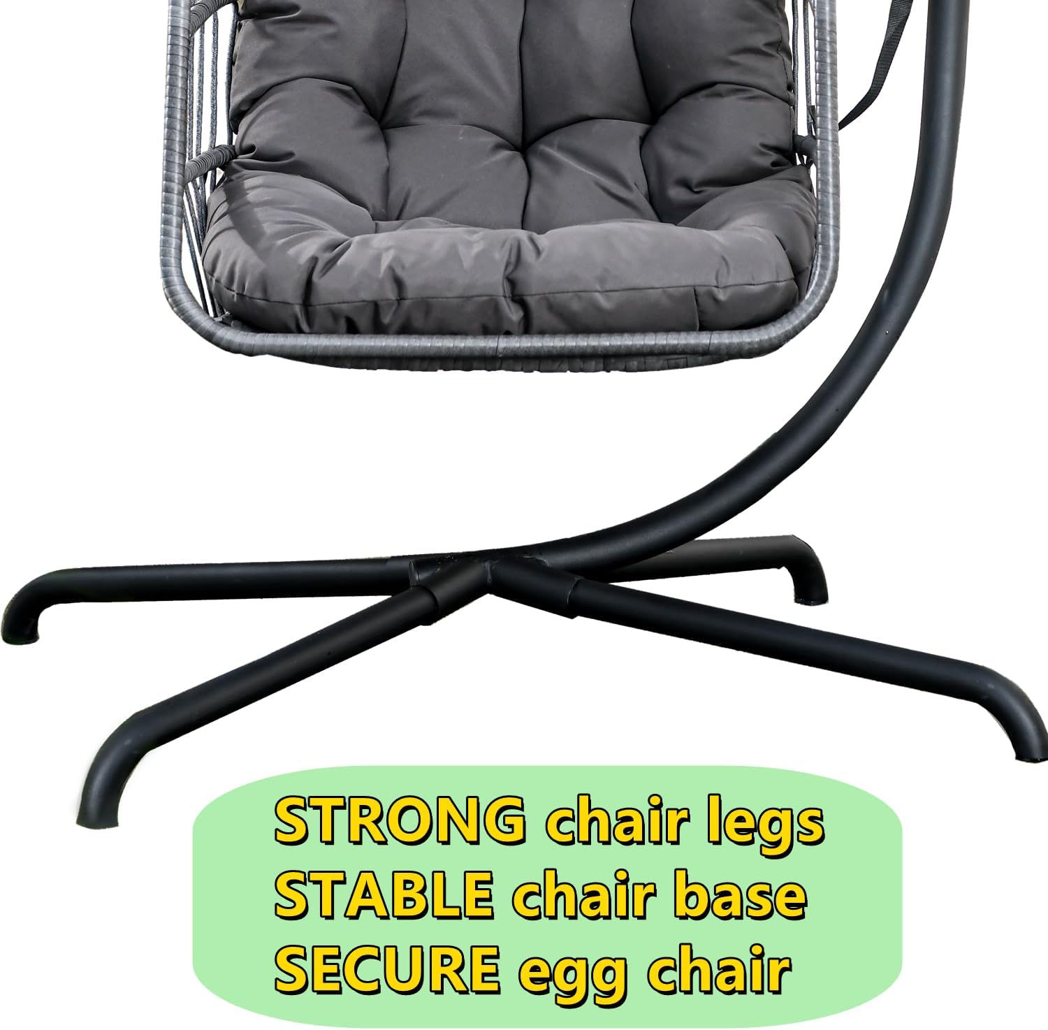 Swing Egg Chair with Stand for Outdoor and Indoor, Hanging Egg Chair 440LBS Capacity (Dark Grey)