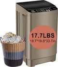 KRIB BLING Portable Full Automatic Washing Machine 17.7 lbs Compact Washing Machine with LED Display, Drain Dump, 10 Wash Programs and 8 Water Levels Ideal for Dorms, Apartments, RV, Gold