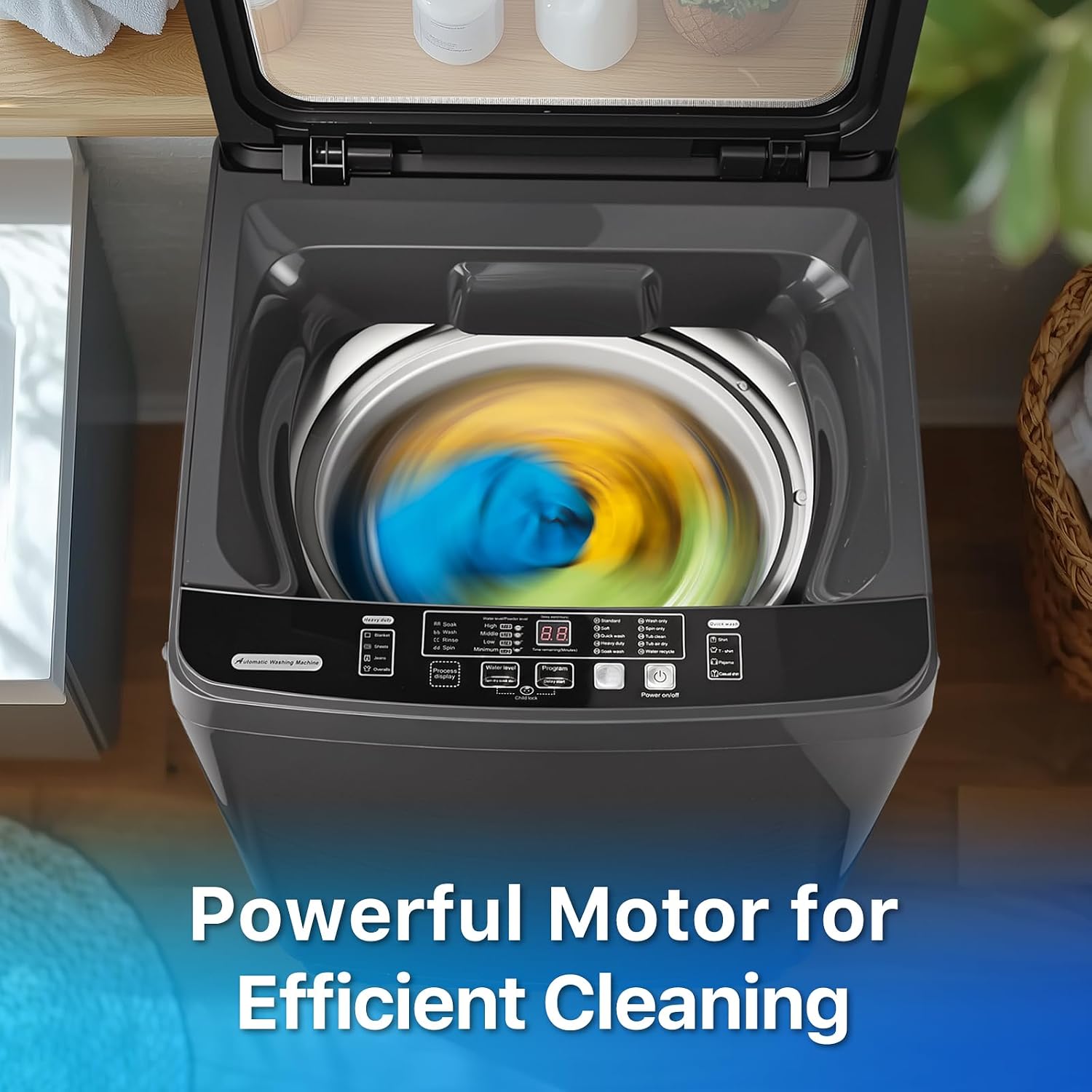 Anypro Washing Machines 27 LBS Full Automatic Clothes Washer and Spinner Combo with 10 Program and 8 Water Level, Laundry Wash Spin Dryer for Apartment RV Dorm, Grey