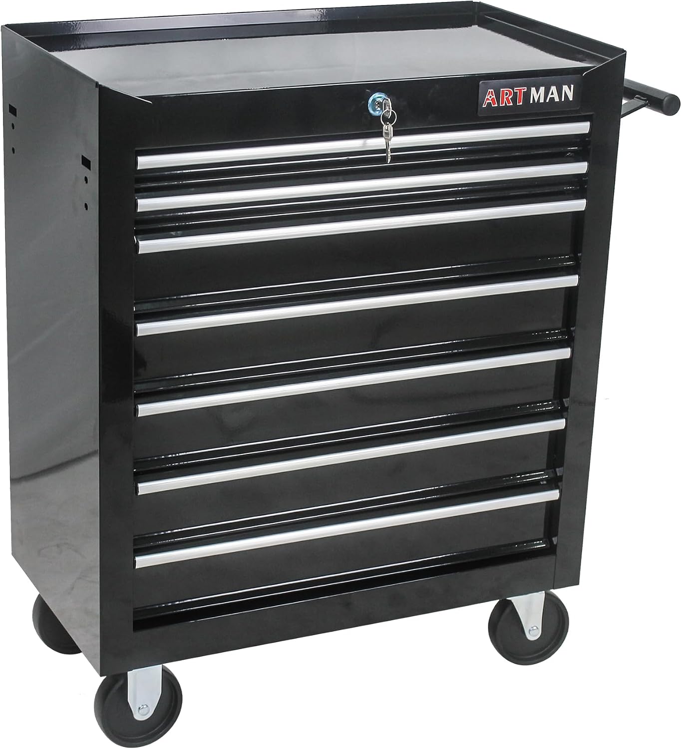 7 Drawer Tool Cart: Multifunctional US General Tool Box on Wheels and Rolling Toolbox (Black)
