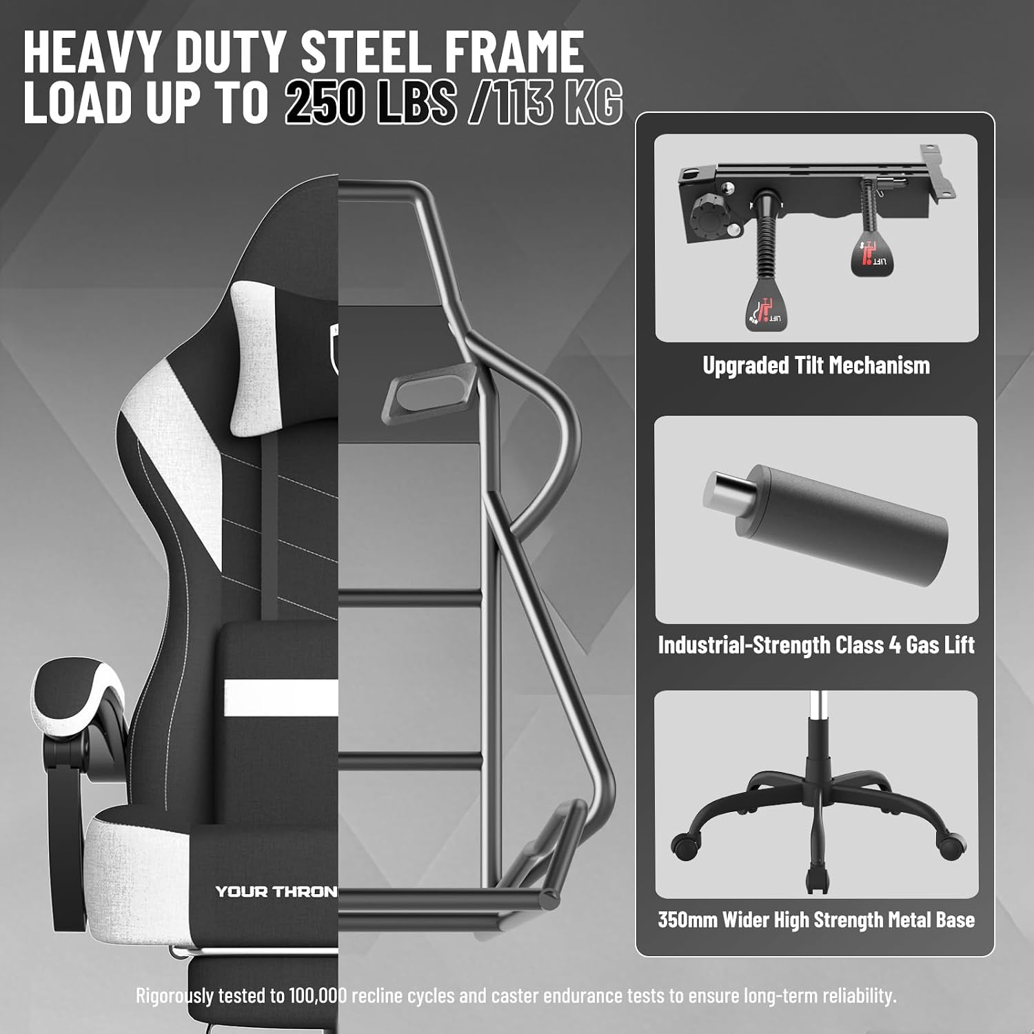Soontrans Linen Fabric Ergonomic Black Gaming Chair with Massage Lumbar Pillow, Computer Chair with Wide Seat 20',Gamer Chair with Adjustable Headrest, Comfortable Office Chair for Home & Gaming