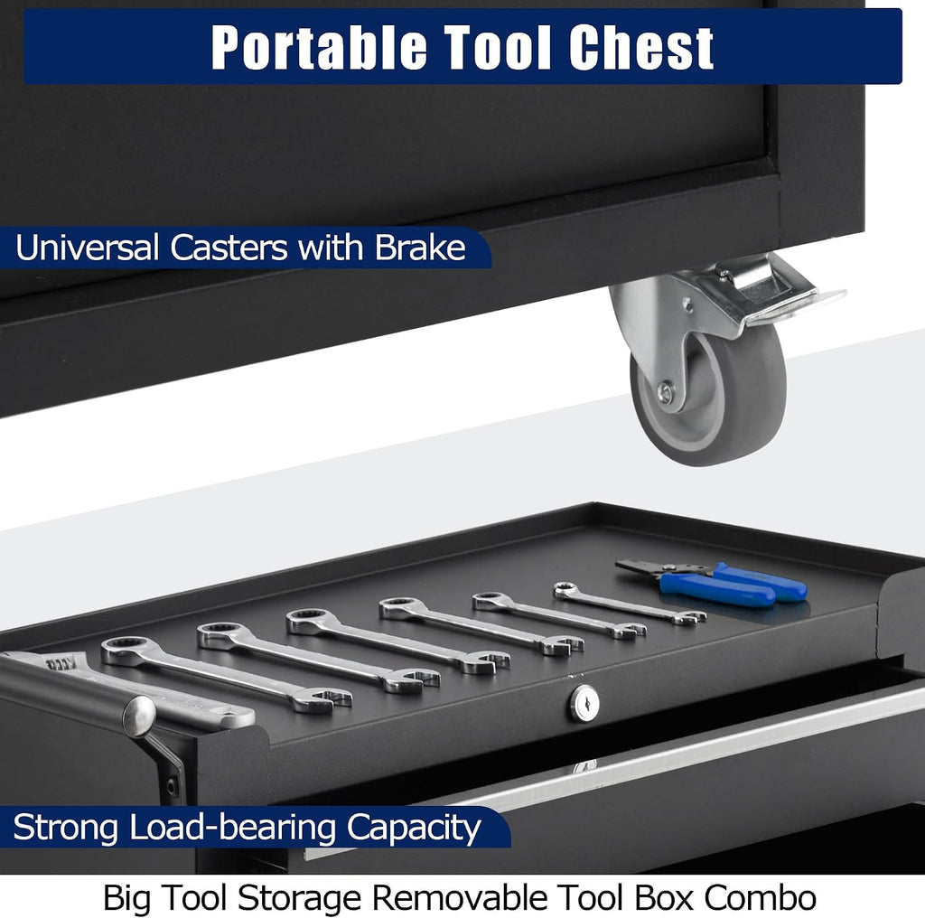 4-Drawer Rolling Tool Chest, Rolling Tool Box with Wheels and Lock System, Portable Mobile Tool Storage Cabinet for Garage, Workshop, Mechanics and Repair Room
