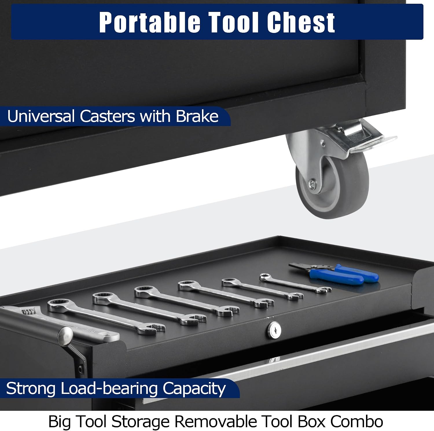4-Drawer Rolling Tool Chest, Rolling Tool Box with Wheels and Lock System, Portable Mobile Tool Storage Cabinet for Garage, Workshop, Mechanics and Repair Room
