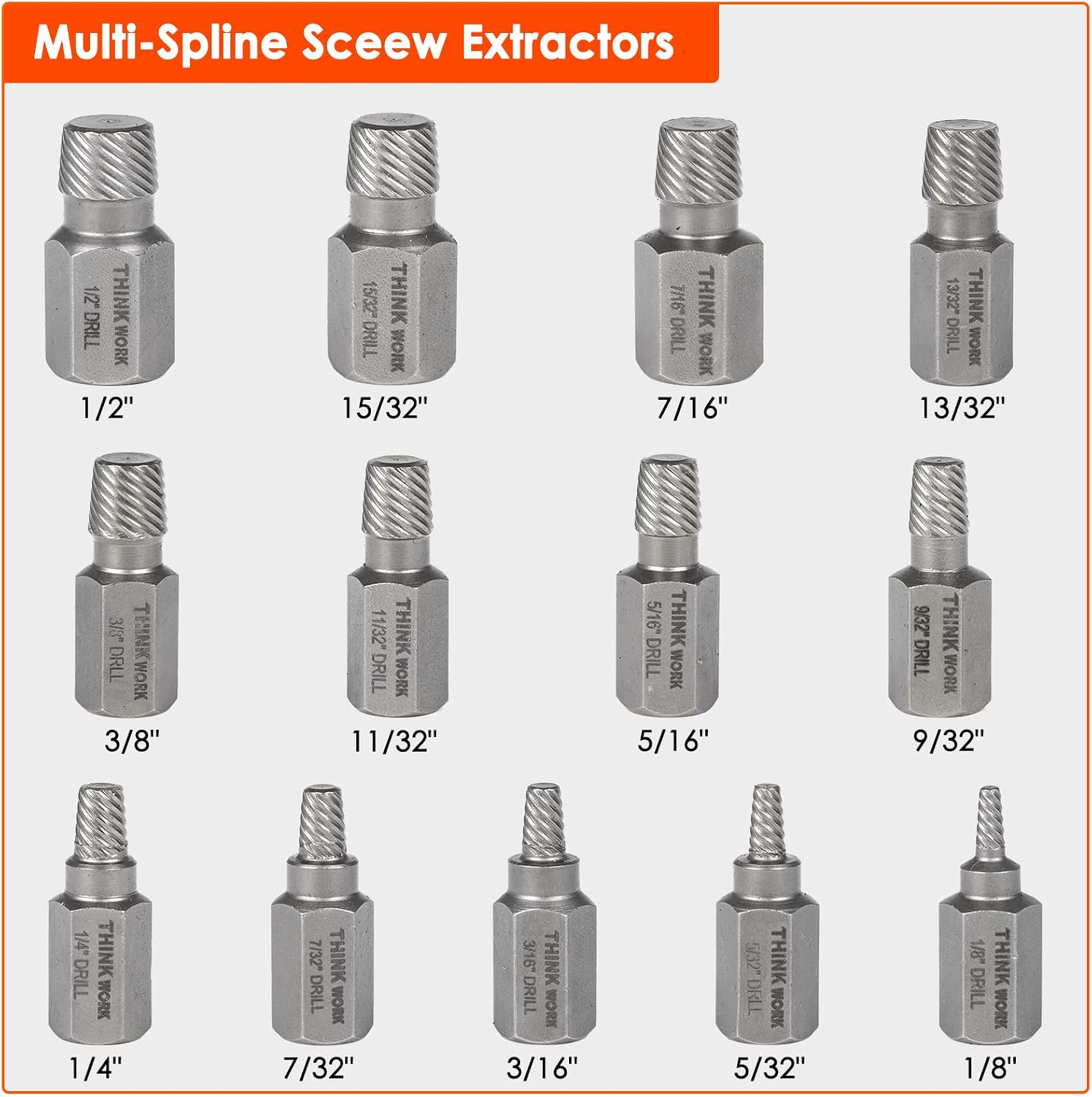THINKWORK Broken Bolt Extractor Kit, 54 Pieces Easy Out Screw Extractor Set, Lug Nut Removal Tool with Left Hand Drill Bit Set for Removing Damaged, Frozen, Rusted, Rounded-Off Bolts, Nuts & Screws