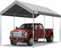 ADVANCE OUTDOOR 10x20 ft Heavy Duty Carport Potable Car Canopy Garage Party Tent Boat Shelter, Adjustable Height from 9.5 ft to 11 ft - Gray