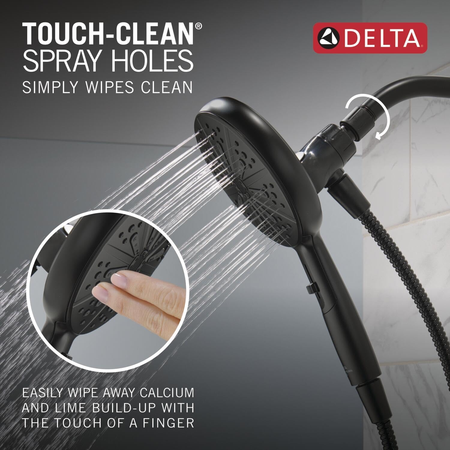 Delta Nicoli 14 Series Matte Black Bathtub Shower Faucet Set with Handheld Shower Head, Valve Trim Kit, Matte Black 144749-BL-HS (Valve Included)