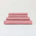 Sijo Stone Washed Organic French Linen Bed Sheet Set, GOTS Certified Organic, Best Cooling Linen Sheet Award by Sleep Foundation, 4 Piece - 2 Pillowcases, 1 Fitted and 1 Flat (Pink Clay, Cal King)