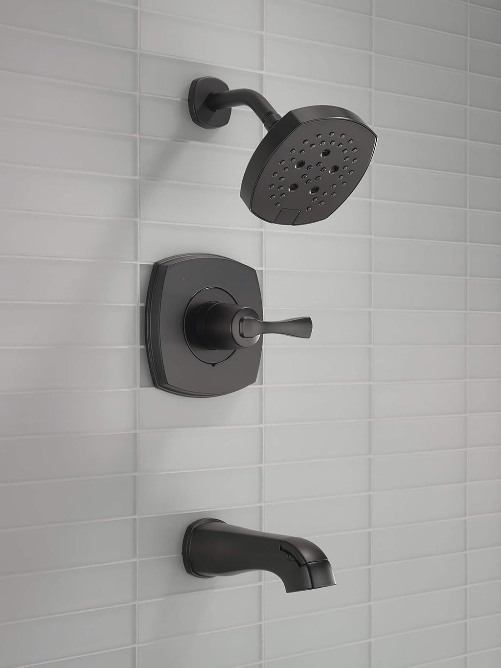 Delta Faucet Stryke 14 Series Single-Function Tub and Shower Trim Kit, Shower Faucet, Single-Spray H2Okinetic Shower Head, Matte Black T14476-BL (Valve Not Included)