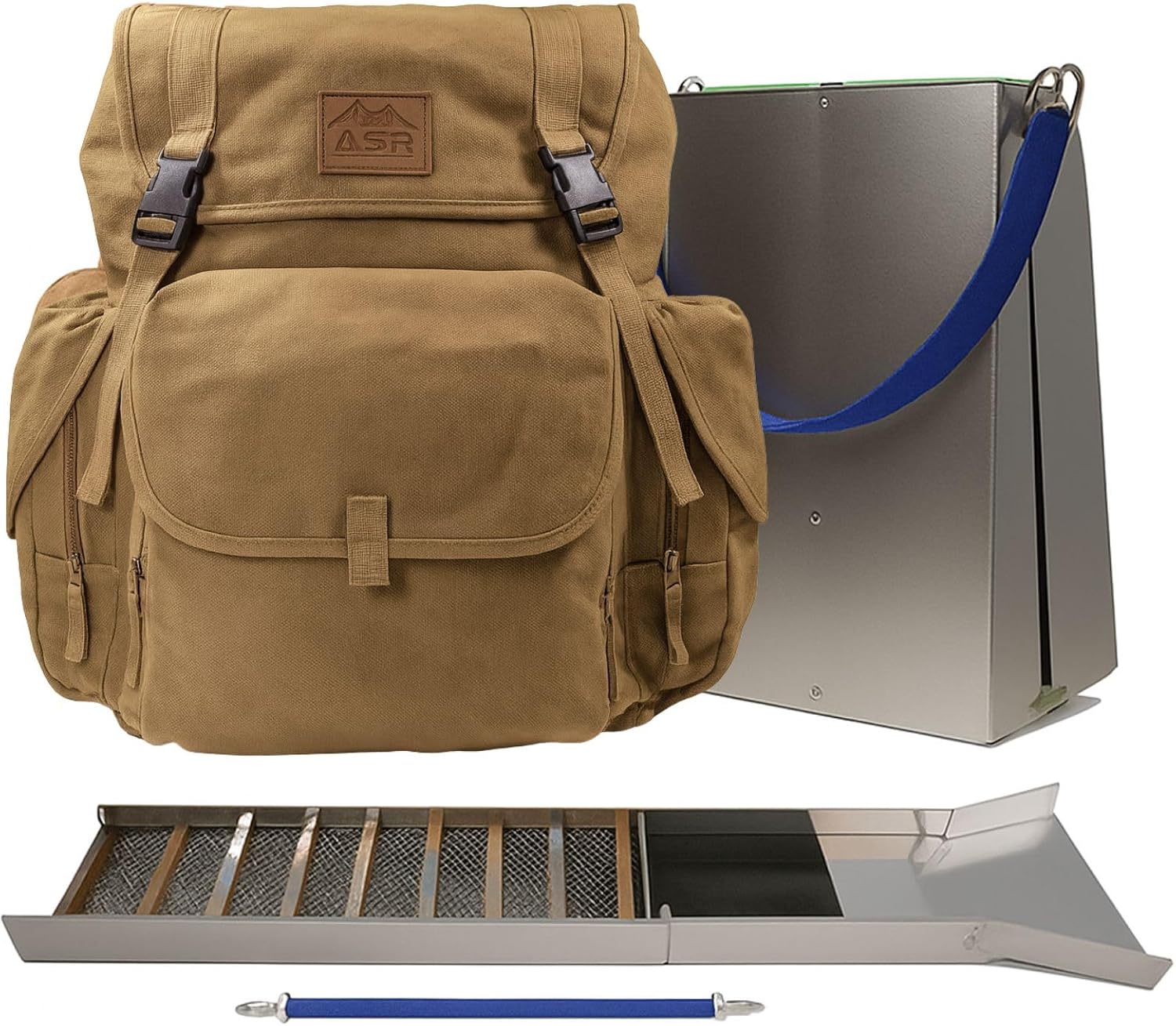 ASR Outdoor 50' Aluminum Folding Gold Sluice Box Kit for Gold Prospecting Backpack Set, Khaki
