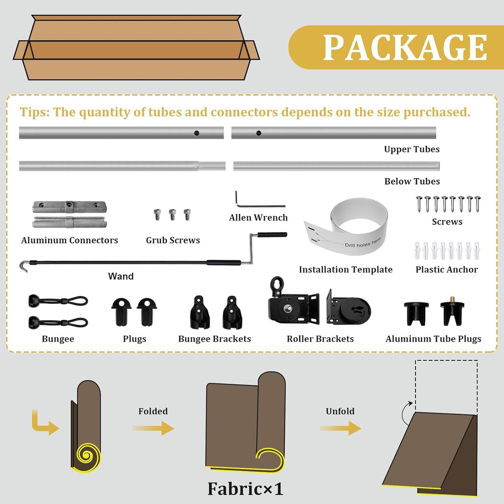 Shade&Beyond Custom Size Outdoor Roller Shade 30' W x 84' H, Grey Cordless Patio Shades Roll Up Outside Blinds for Porch Pergola Gazebo