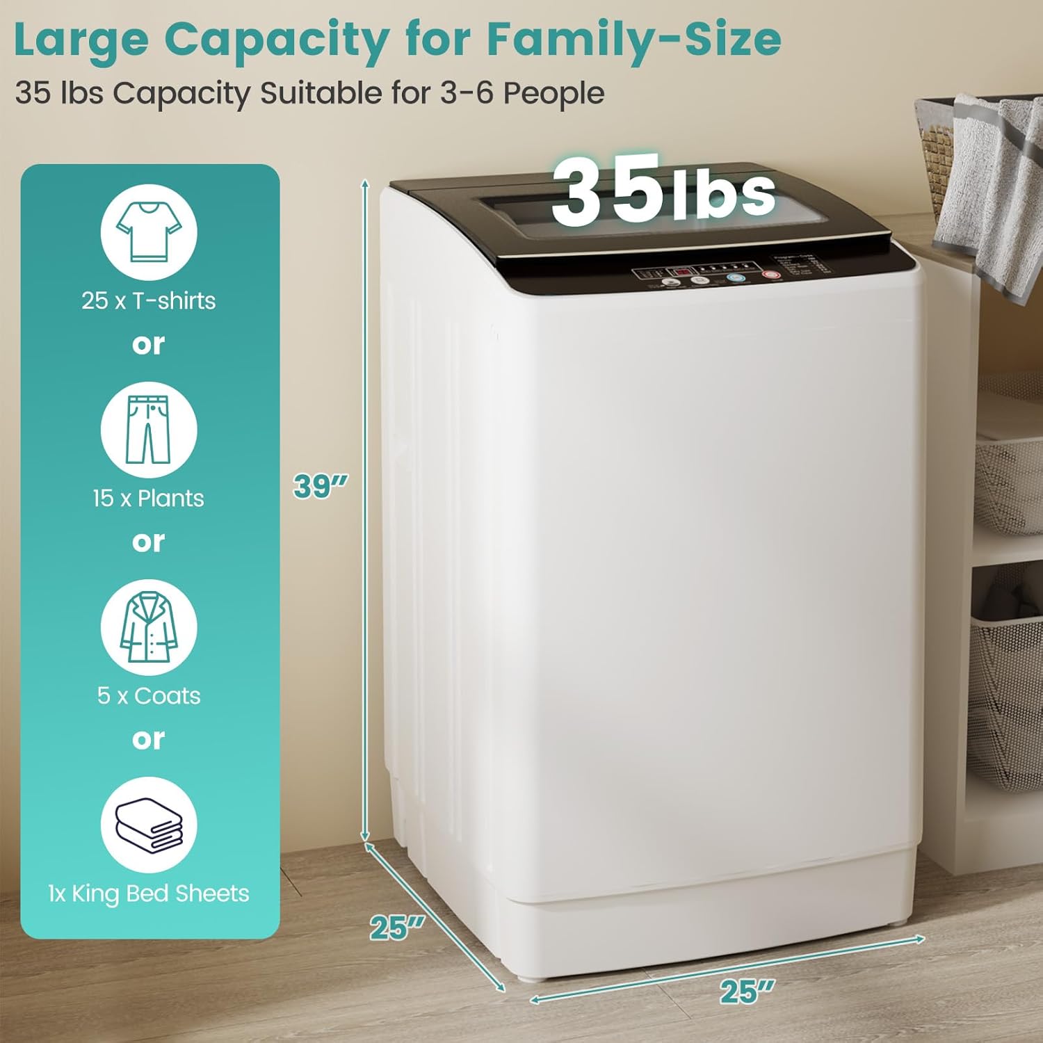 Auertech 35 lbs Washing Machine, Fully Automatic Portable Washer with LED Display, 12 Wash Cycles, 8 Water Levels, Large Capacity Washer and Spin Dryer Combo with Drain Pump for Apartment, Home