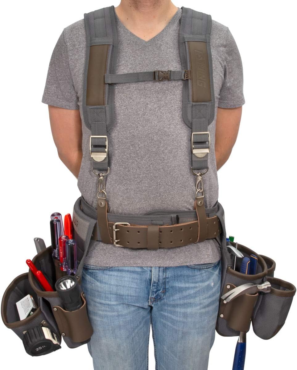Estwing 13-Pocket Framer's Tool Rig, Durable Construction, Cooling Mesh-Padded Suspenders, Adjustable Padded Belt, Plentiful Storage