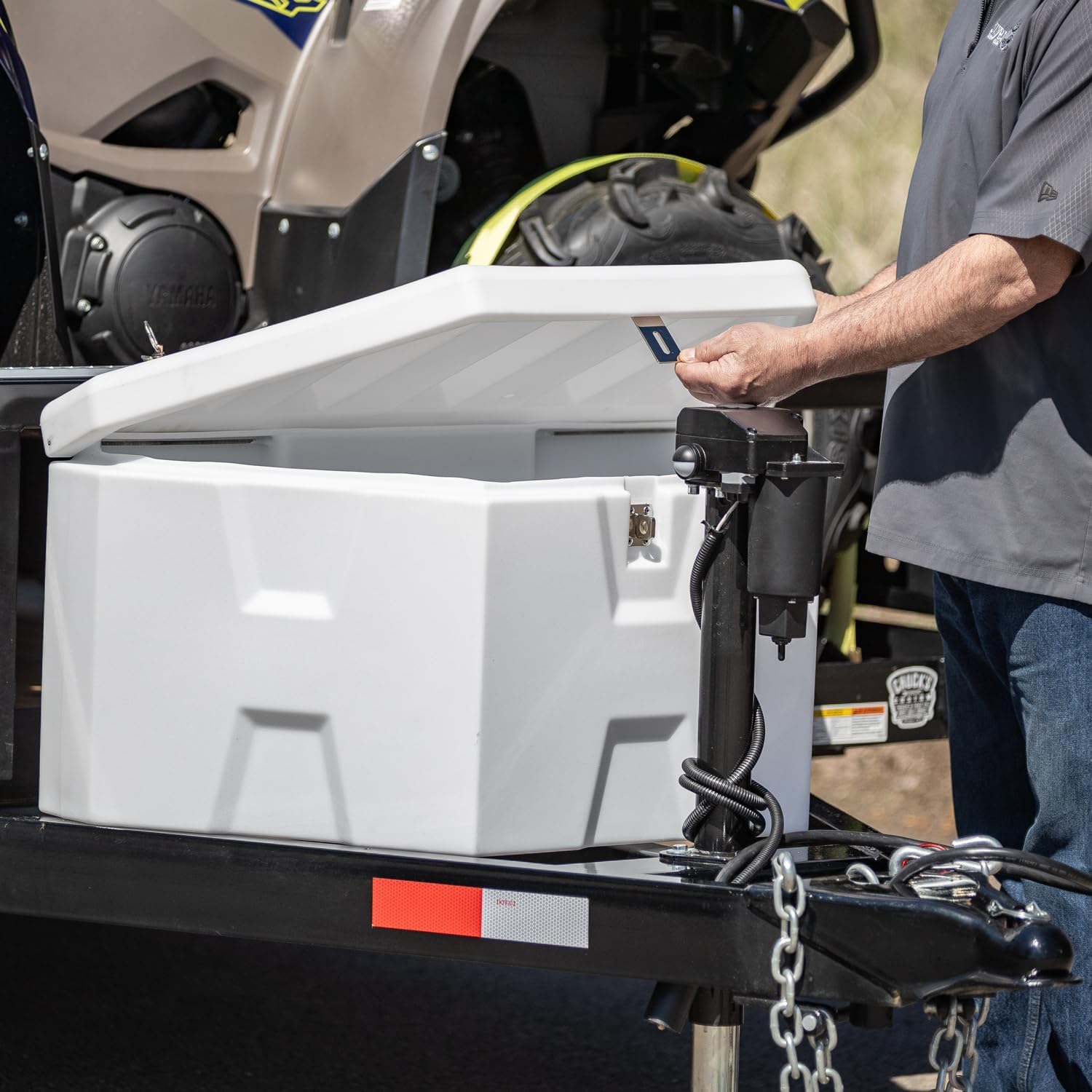 Buyers Products 1701679 White Poly Trailer Tongue Box, 18 x 19 x 36 Inch, Made in the USA, Trailer Tongue Tool Box For Storage And Organization, Trailer Storage Box