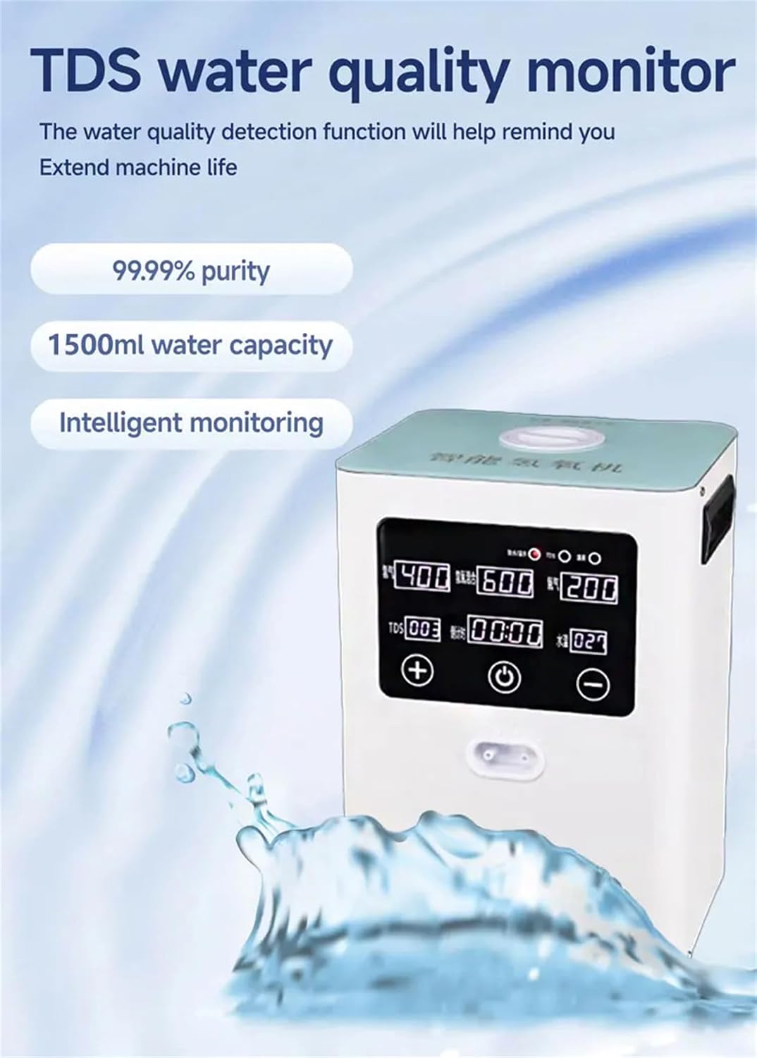 Hydrogen Inhalation Machine, 99.9% Purity Browns Gas Generator with SPE PEM Technology, 2-Outlet H2 Inhaler, Low Noise, for Home White 150ml/min