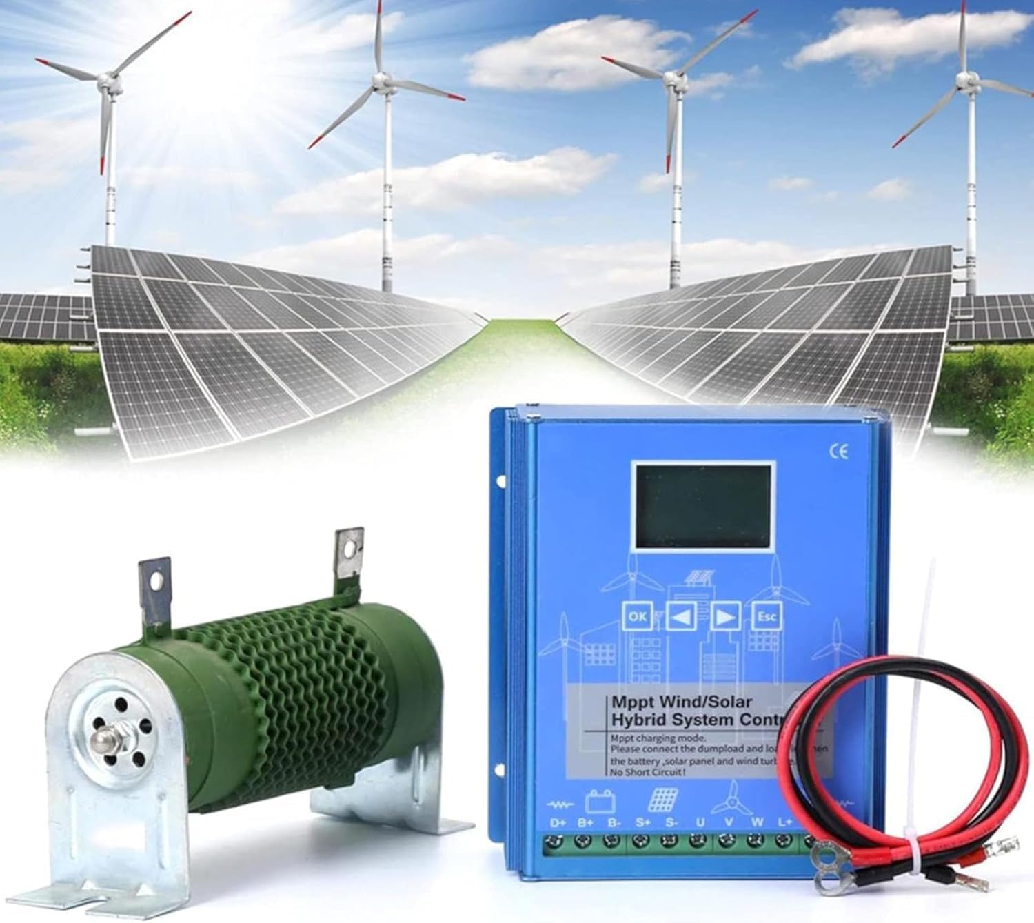 3000W Wind Solar Hybrid System MPPT Charge Controller with Dump Load Wind Turbine Generator Solar Panel Auto Regulator