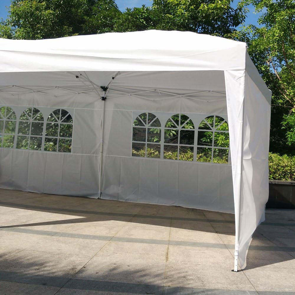 VINGLI 10X20 Feet Pop Up Canopy,Instant Tent,4 Removable Sidewalls,Folding EZ Up Canopy Tent,Patio Event Gazebo Beach Tent,UV Coated&Waterproof, Bonus Wheeled Carry Bag (White)