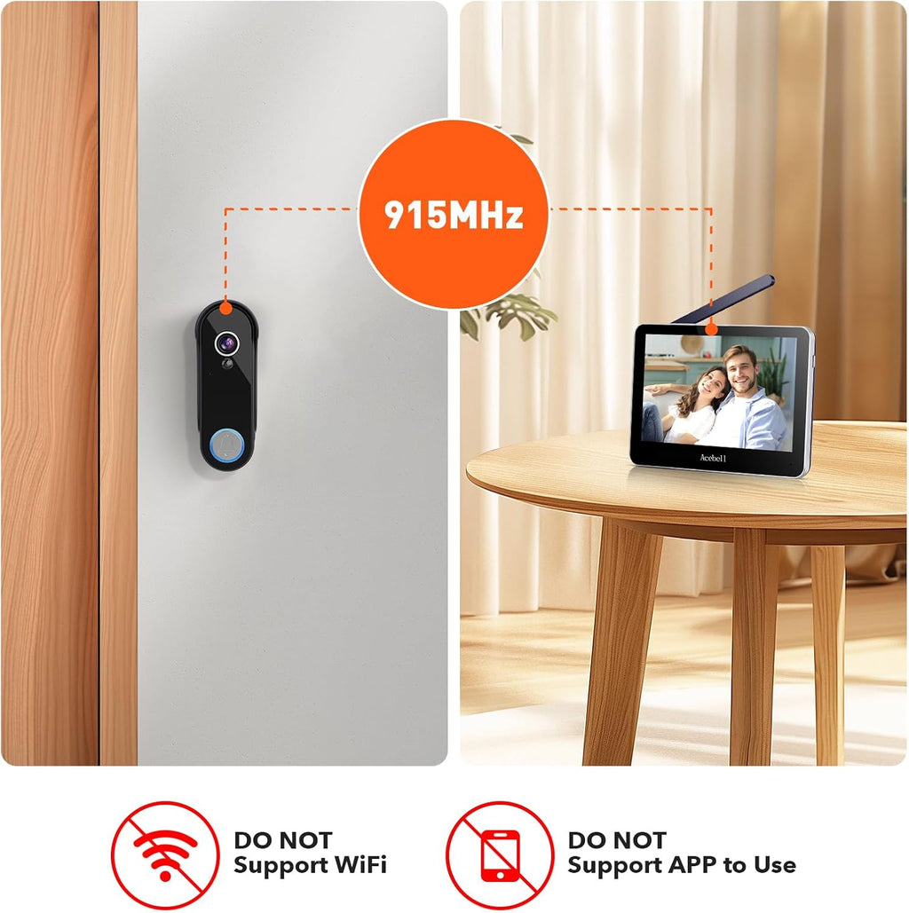 Wireless Video Doorbell Intercom System Battery Operated, 1080P Video Doorbell Camera with Monitor Wireless, Video Door Phone with 7''Touch Screen, Motion Detection, No Monthly Fees