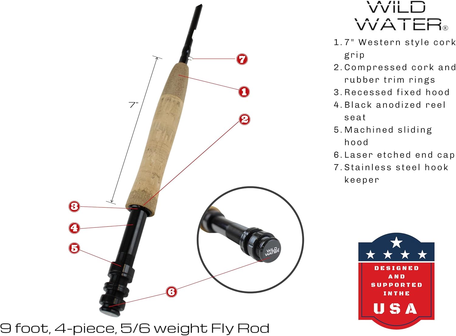 Wild Water Deluxe Fly Fishing Combo Starter Kit, 5 or 6 Weight 9 Foot Fly Rod, 4-Piece Graphite Rod with Cork Handle, Accessories, Die Cast Aluminum Reel, Carrying Case, Fly Box Case & Fishing Flies