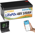 FLLYROWER Lithium Battery Bluetooth 48V 100AH with Smart 150A BMS 16500 Deep Cycles Lifepo4 Battery Grade A Cells Include a Monitor