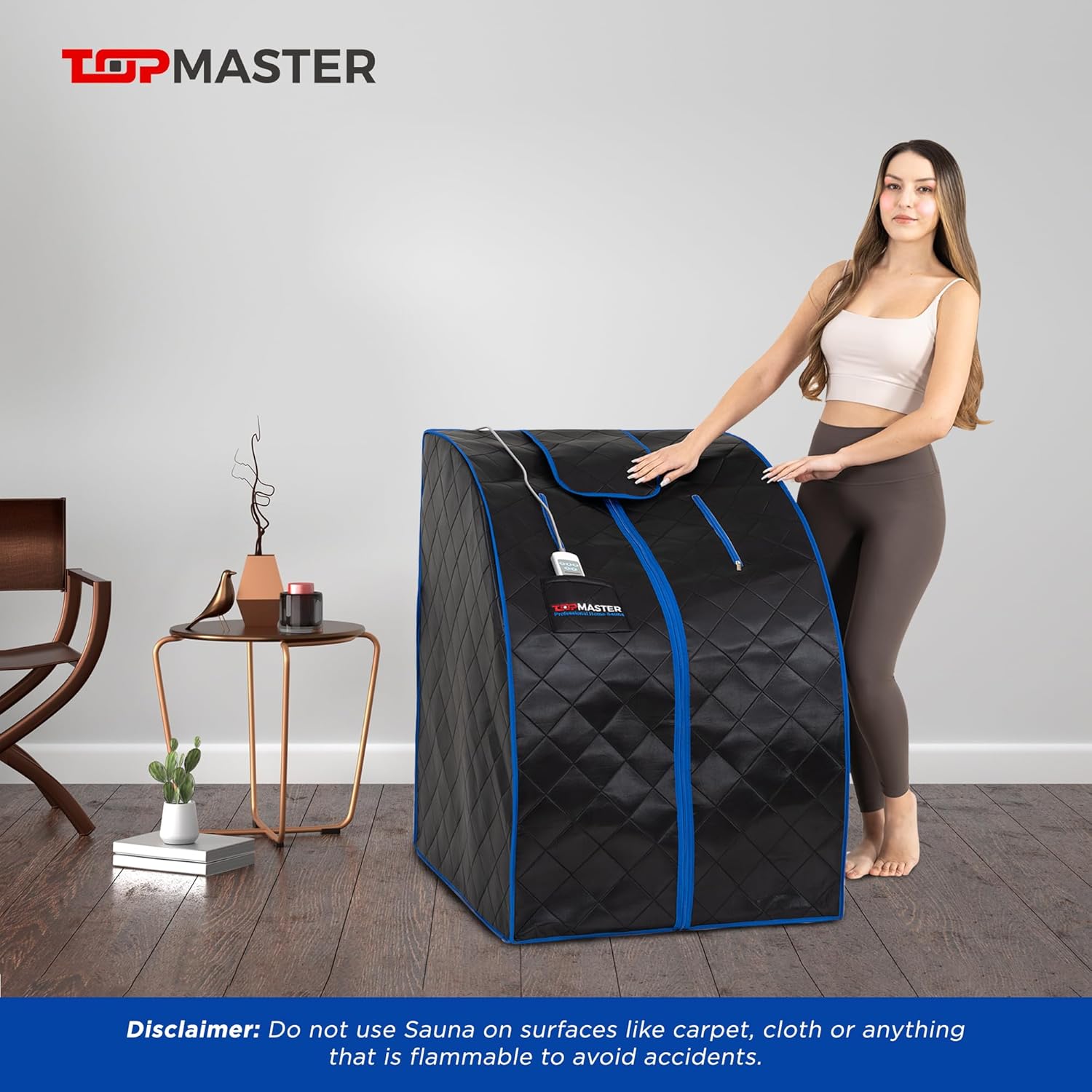 TopMaster Foldable Infrared Sauna, Portable Sauna for Home, Sauna Tent Sauna Box Portable, Indoor Portable Sauna with Foldable Chair, Wired Controller - Sauna Box for Home 1050W Power, Max 140°F Black